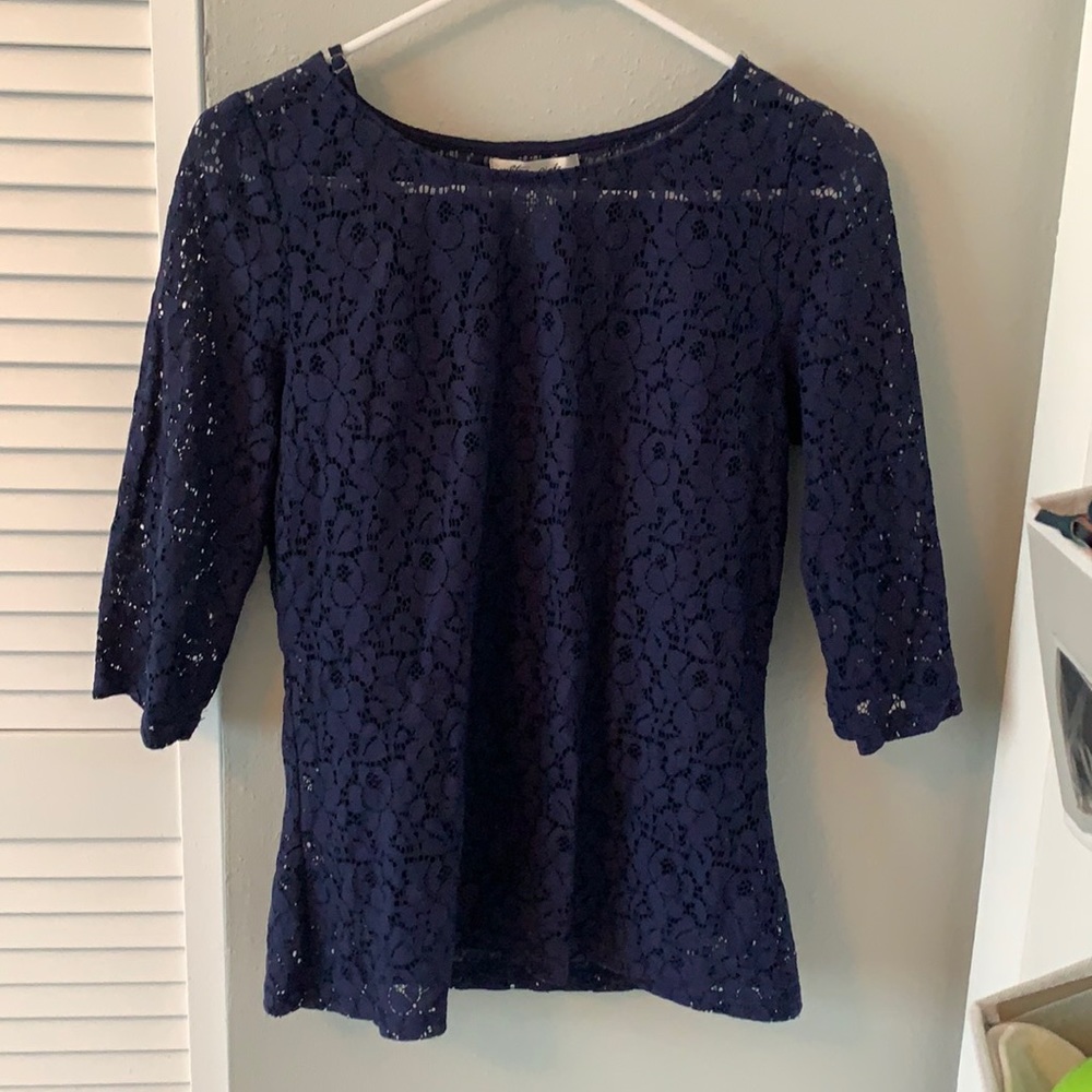 Lace navy blue top with attached cami